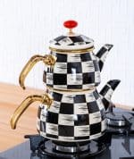 کتری قوری لعابی شطرنجی آجار ACAR-XAP-06375