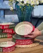 قیمت و خرید تابه گرد سرامیکی طرح گل وارداتی