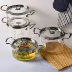 قیمت و خرید قابلمه پیرکس درب استیل سیلور پروتی PEROTTI