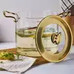 قیمت و خرید قابلمه پیرکس درب استیل طلایی پروتی PEROTTI