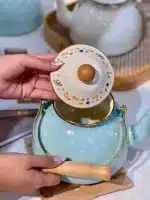 قیمت و خرید کتری لعابی دسته چوبی وارداتی