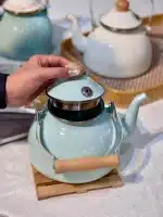 قیمت و خرید کتری لعابی دسته چوبی وارداتی