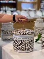 ظرف روغن و ماست لعابی طرح پلنگی آجار acar