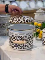 ظرف روغن و ماست لعابی طرح پلنگی آجار acar