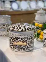 ظرف روغن و ماست لعابی طرح پلنگی آجار acar
