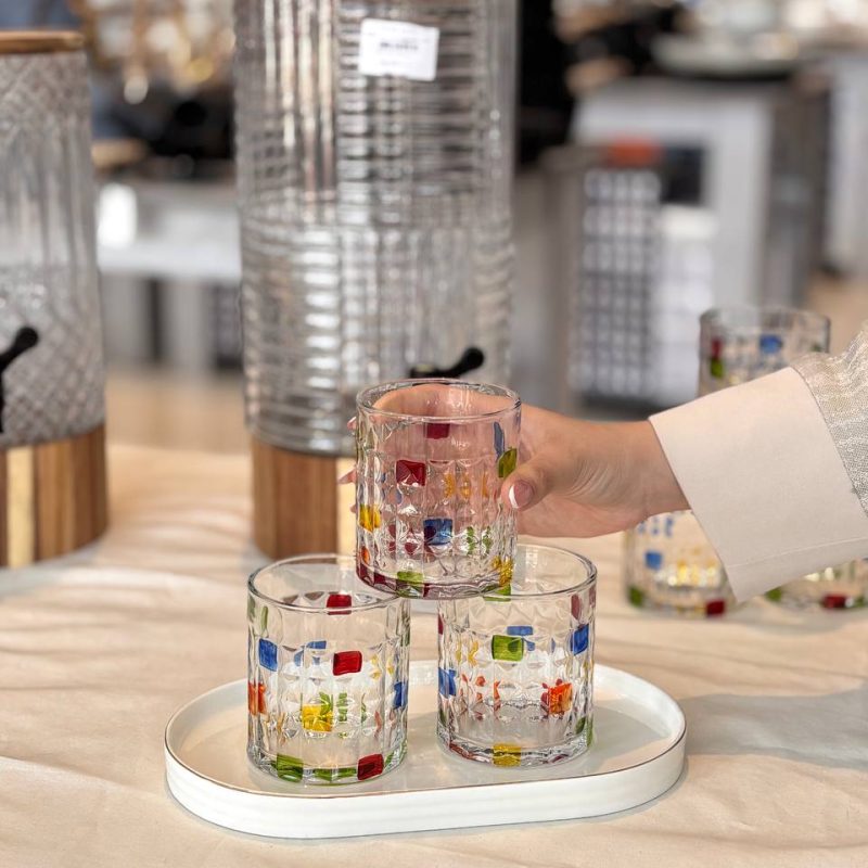 خرید نیم لیوان های رنگی lang xu glass