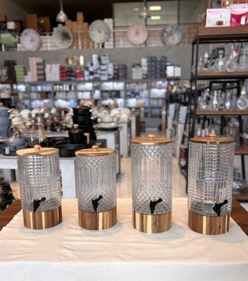 خرید کلمن طرحدار ترکیب بلور و چوب glass ware